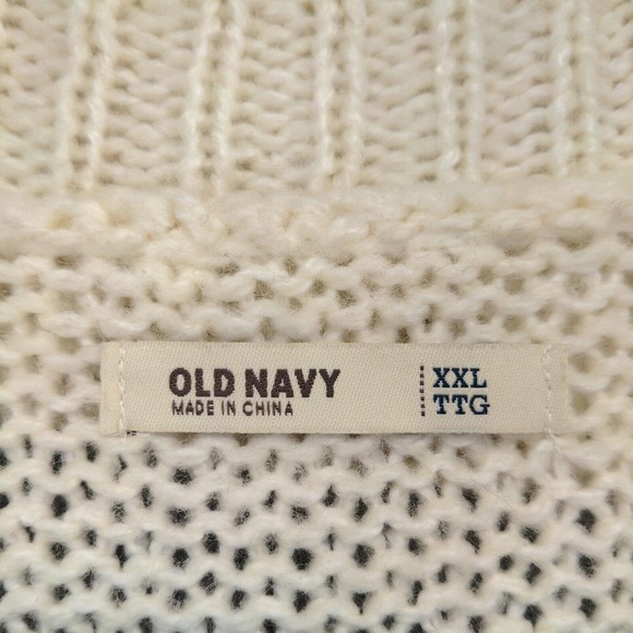 Old Navy Women's Open Front Cardigan Knit Sweater Cream XXL Fair Isle Wool Blend - Picture 9 of 13